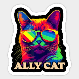 LGBT Cute Ally Cat Gay Pride LGBTQ Flag Pride Gear Sticker
